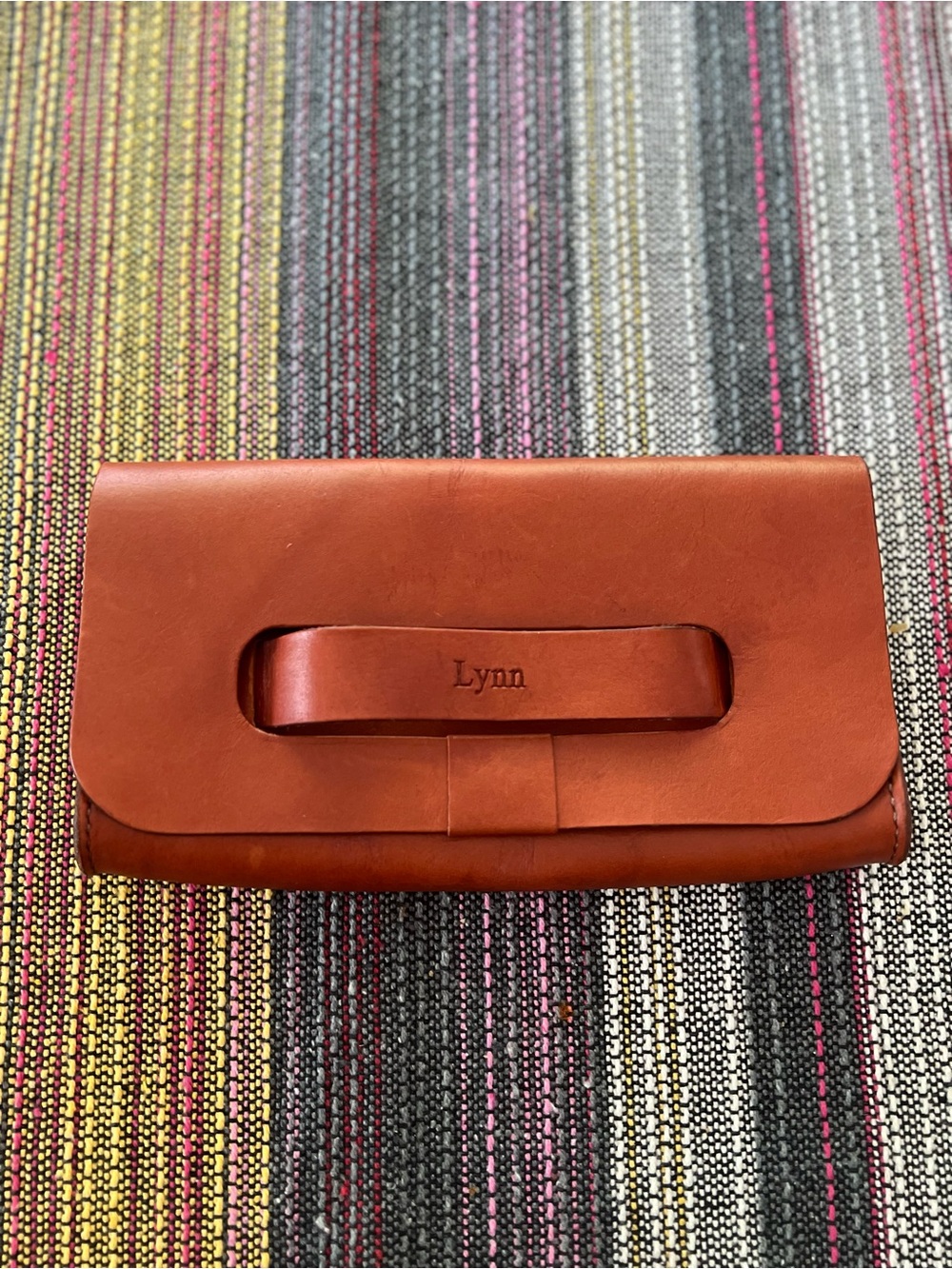 Burrow Leather Goods Brown Leather Clutch 10 inches Made in USA "Lynn"